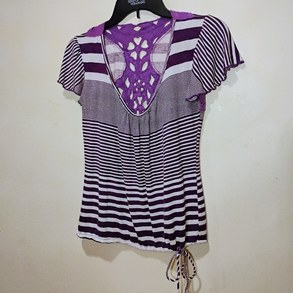 Full Tilt Rare Find Purple & White Embroidered Peekaboo Blouse Shirt. Medium C66 - Picture 2 of 12